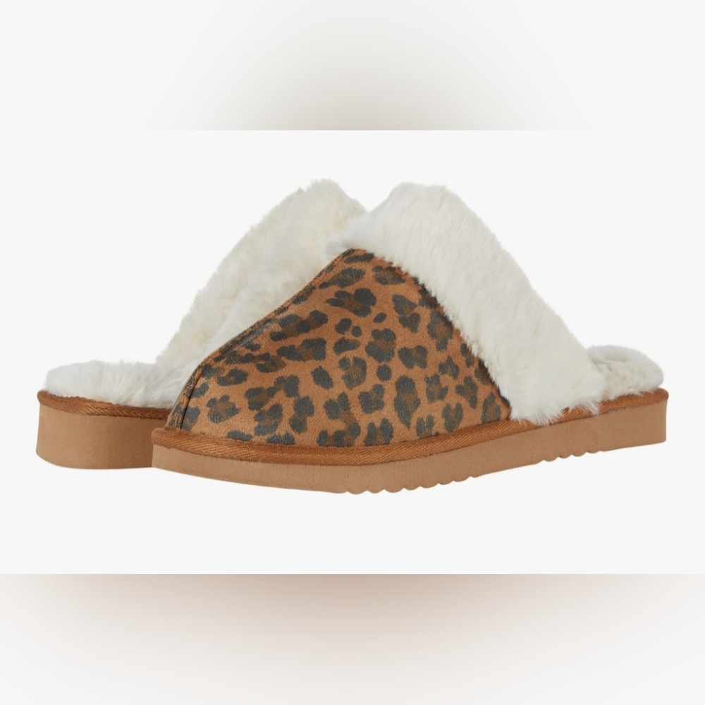 Volatile Microsuede with Faux Sherling Slipper-Fluff Leopard print size 9 womans